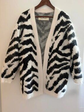 By Malene Birger Pollino Zebra Print Mohair Wool Cardigan Size S